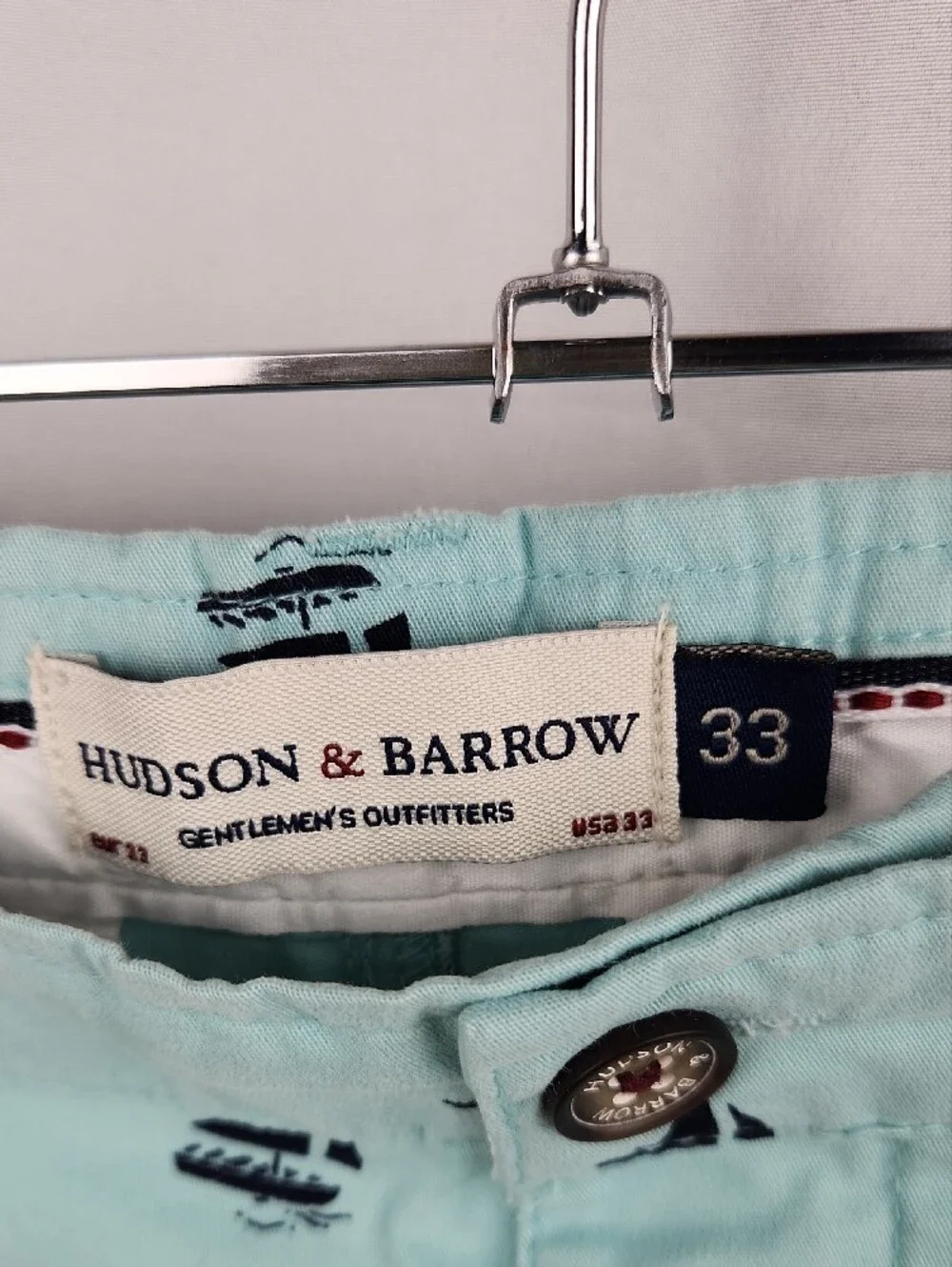 Hudson & Barrow Men’s Aqua Sail Print Flat-Front Shorts